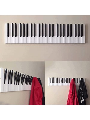 Galery Wood Dekoratif Ahşap 15 Tuşlu Piyano Elbise Askılık; Piano Çok Amaçlı Müzik, Duvar, Kapı Askı;15x55cm