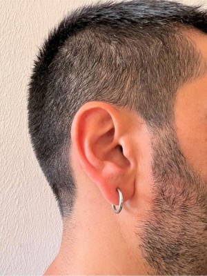 Mazen Sıkıştırmalı Deliksiz Fake 316L Paslanmaz Cerrahi Çelik Unisex Küpe Kıkırdak Küpe Ear Cuff (1 Adet) 12 mm