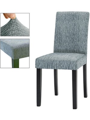 Elgeyar Jakarli Sandalye Örtüsü Çubuk Desen Yüksek Esnekli Sandalye Kılıfı( 1 Adet)