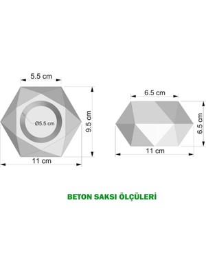 Yapay Çiçek Deposu Dekoratif Geometrik Beton Saksıda Yeşillik Tanzimi 15CM