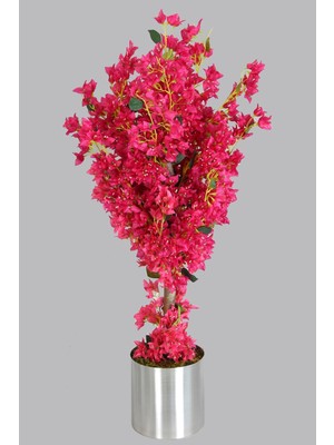 Yapay Çiçek Deposu Metal Saksıda Bodur Yapay Ağaç Begonvil 130 cm Fuşya