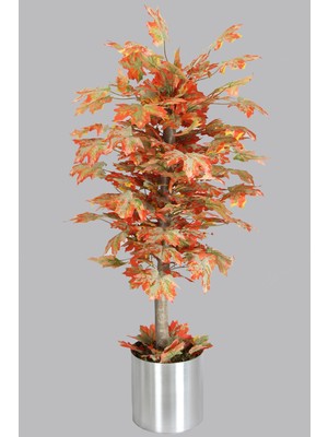 Yapay Çiçek Deposu Metal Saksıda Bodur Yapay Ağaç Hazan Çınar 130 cm