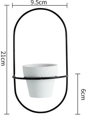 Miniminti Duvar Askılı Beyaz Seramik Saksı - Siyah