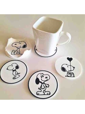 Nana Art Snoopy 4 Lü Kaymaz Tabanlı Bardak Altlığı