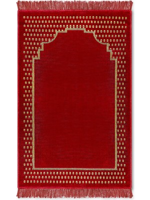 Bluenity 4'lü Kare Mihrap Kadife Seccade 70X110 cm Bordo