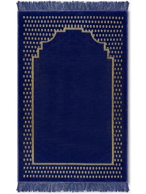 Bluenity 4'lü Kare Mihrap Kadife Seccade 70X110 cm Lacivert