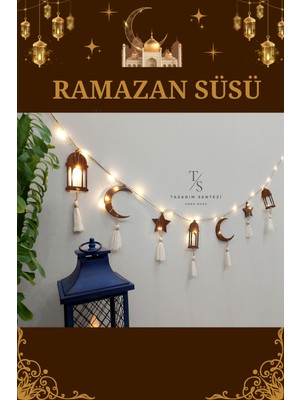 Tasarım Sentezi Hoşgeldin Ramazan Süsleri Ahşap LED Işık Dekoratif Duvar Kandil Ay Yıldız Hilal Ramadan Eid Mubarek