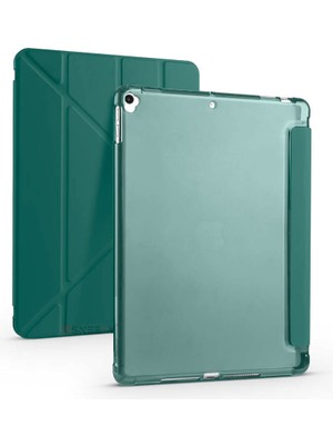 Sneezy Apple iPad 9.nesil 10.2 Inç 2021 Uyumlu Üçgen Katlanabilir Kalemlikli Standlı Akıllı Kılıf