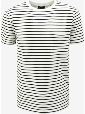 Fabrika Bisiklet Yaka Çizgili Beyaz Erkek T-Shirt F4SM-TST 0259