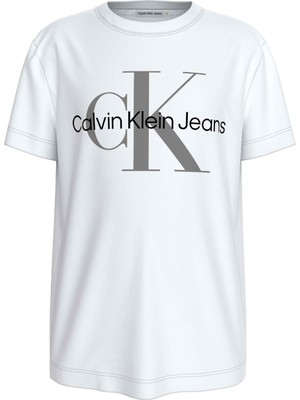 Calvin Klein Baskılı Beyaz Kız Çocuk T-Shirt Ck Monogram Ss T-Shırt