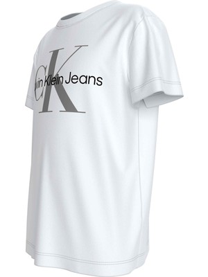 Calvin Klein Baskılı Beyaz Kız Çocuk T-Shirt Ck Monogram Ss T-Shırt