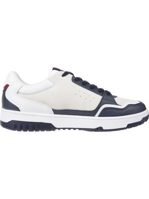 Tommy Hilfiger Beyaz Erkek Deri Sneaker Th Basket Street Suede Mıx