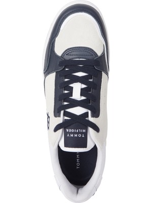 Tommy Hilfiger Beyaz Erkek Deri Sneaker Th Basket Street Suede Mıx