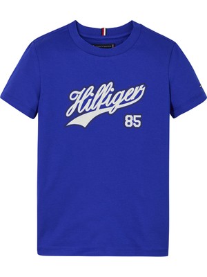 Tommy Hilfiger Baskılı Mavi Erkek Çocuk T-Shirt Hılfıger Scrıpt Tee S/s