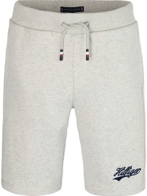 Tommy Hilfiger Normal Bel Normal Gri Erkek Şort Hılfıger Scrıpt Sweatshorts