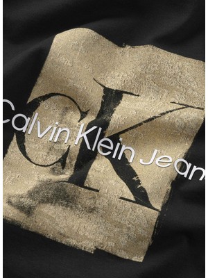 Calvin Klein Baskılı Siyah Erkek Çocuk T-Shirt Second Skın Prınt Ss T-Shırt