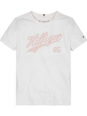 Tommy Hilfiger Baskılı Beyaz Kız Çocuk T-Shirt Hılfıger Scrıpt Tee S/s