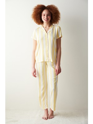 Penti Base Spring Sarı Düğmeli Gömlek Pantolon Pijama Takımı
