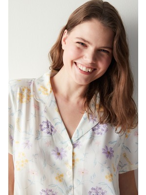 Penti Spring Dream Beyaz Gömlek Şort Pijama Takımı