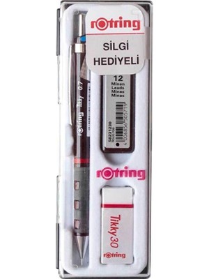 Rotring Tikky Bordo Versatil Okul Seti 0.7 mm 1 Adet Kalem 12'li Uç ve Silgi İçeren Set