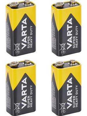 Varta 9V Super Heavy Duty Çinko Karbon Pil 4 Adet