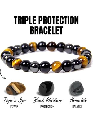 Qiuhong Shop 10 mm Tarzı No.11 Boyutu Doğal Siyah Obsidyen Hematit Kaplan Gözü Boncuk Bilezik Erkekler Manyetik Sağlık Koruma Kadınlar Için Soul Takı Pulsera Hombre (Yurt Dışından)