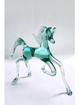 Cam Sanatı At Turkuaz Renk 14 cm