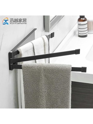 Mingjin Shop2 Siyah Stil Dönebilen Havlu Askısı Duvar Yumruksuz Katlanır Hareketli Banyo Bar Aktivitesi Siyah Demir Tutucu 24CM Duş Askısı Banyo Aksesuarları (Yurt Dışından)