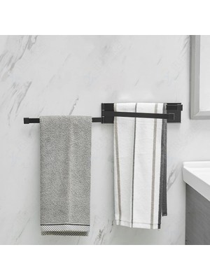 Mingjin Shop2 Siyah Stil Dönebilen Havlu Askısı Duvar Yumruksuz Katlanır Hareketli Banyo Bar Aktivitesi Siyah Demir Tutucu 24CM Duş Askısı Banyo Aksesuarları (Yurt Dışından)