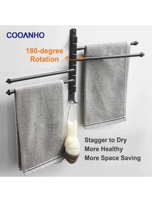 Mingjin Shop2 Chrome-2 Stili Cooanho Banyo Havlu Askısı, Döner Havlu Askısı, 4 Kol Duvara Monte Havlu Bar Banyo Için Uygun Mat Siyah (Yurt Dışından)