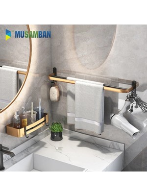 Mingjin Shop2 40CM Altın Tarzı Musamban Duvara Monte Havlu Askısı Raf Kanca Ev Banyo Organizatör Havlu Çubuğu Raf Banyo Aksesuarları Seti (Yurt Dışından)