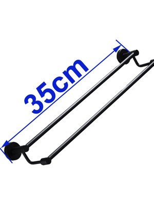 Mingjin Shop2 35 cm Tarzı Mat Siyah Alüminyum Banyo Çift Havlu Raf Raf Tutucu Banyo Havlu Askısı Bar Yuvarlak Designtowel Rail Banyo Aksesuarları (Yurt Dışından)