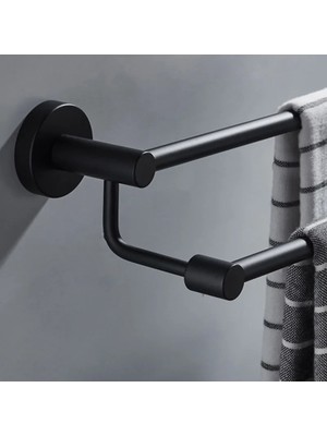 Mingjin Shop2 35 cm Tarzı Mat Siyah Alüminyum Banyo Çift Havlu Raf Raf Tutucu Banyo Havlu Askısı Bar Yuvarlak Designtowel Rail Banyo Aksesuarları (Yurt Dışından)