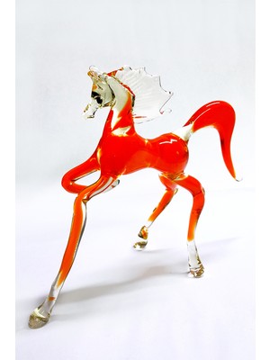 Cam Sanatı At Turuncu Renk 14 cm