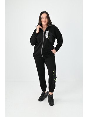 Koza Kadın Büyük Beden Harmony Baskı Detaylı Eşofman Takımı 8079-24