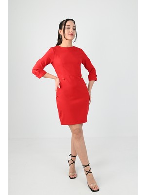 Koza Kadın Düğme Detaylı Elbise 5202-24