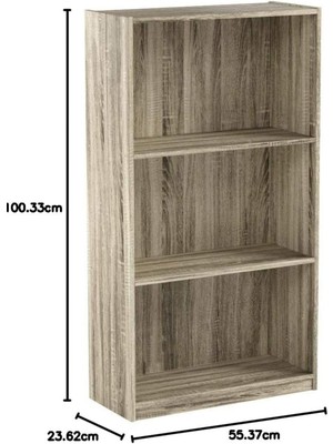 Uzaypix 3 Raflı Ahşap Kitaplık Çocuk Odası Çalışma Odası Ofis Mutfak Organizer Luxury Bookcase Lüks Kitaplık