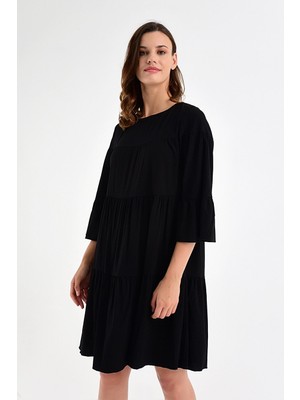 Laranor Bol Kesim Vual Elbise 44 - Siyah