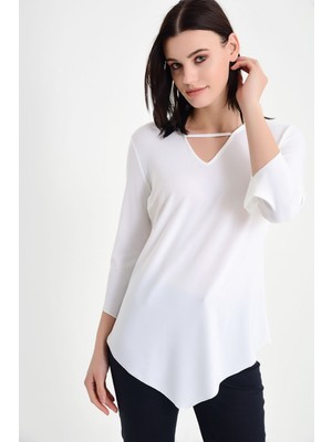 Laranor Yaka Detay Asimetrik Bluz 46 - Ecru
