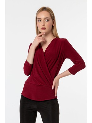Laranor Kruvaze Kesim Truvakar Kol Bluz 48 - Bordo