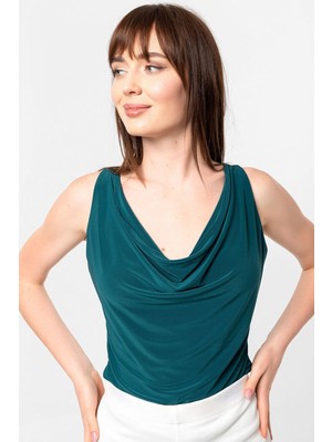 Laranor Alttan Çıtçıtlı Degaje Yakalı Bluz&body 40 - Zümrüt Yeşili