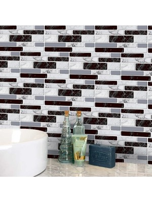 Qiuhong Shop 3 Lacivert Tarzı 10X20CMX18PCS Funlife® Siyah ve Beyaz Mermer Fayans Çıkartmaları Duvar Sticker Duvar Kağıdı Banyo Için Yağ Geçirmez Peel & Stick Mutfak Backsplash Home (Yurt Dışından)