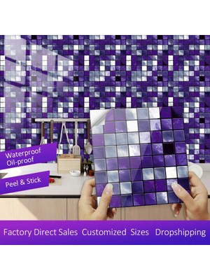 Qiuhong Shop 3 MZ-2-090 Stili 30CMX30CMX10PCS Urple Mozaik Sert Çini Sticker Düz Baskılı 2d Transferler Kapak Mutfak Banyo Duvar Kağıdı Için Peel & Sopa Sanat Poster (Yurt Dışından)