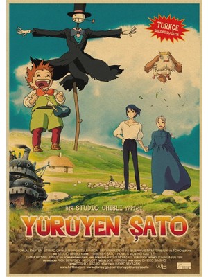 Qiuhong Shop 3 No.25 Tarzı 30X21CM Howl'un Hareketli Kale Hayao Miyazaki Çizgi Film Eski Kraft Posteri Duvar Boyama Baskılı Beraberlik Etiket Kağıt Boyama (Yurt Dışından)