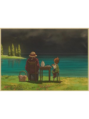 Qiuhong Shop 3 No.25 Tarzı 30X21CM Howl'un Hareketli Kale Hayao Miyazaki Çizgi Film Eski Kraft Posteri Duvar Boyama Baskılı Beraberlik Etiket Kağıt Boyama (Yurt Dışından)