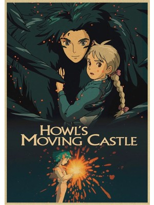 Qiuhong Shop 3 No.25 Tarzı 30X21CM Howl'un Hareketli Kale Hayao Miyazaki Çizgi Film Eski Kraft Posteri Duvar Boyama Baskılı Beraberlik Etiket Kağıt Boyama (Yurt Dışından)