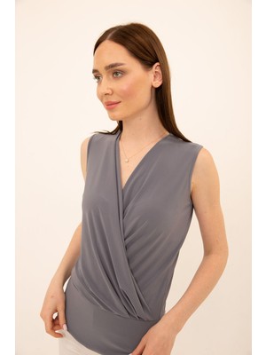 Laranor Kruvaze Yaka Bluz 42 - Gri