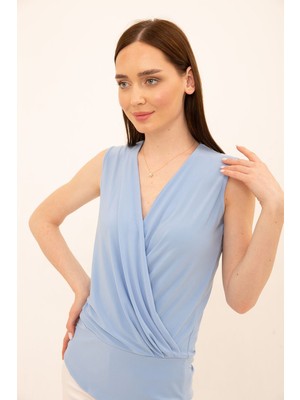 Laranor Kruvaze Yaka Bluz 40 - Mavi