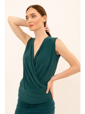 Laranor Kruvaze Yaka Bluz 42 - Zümrüt Yeşili