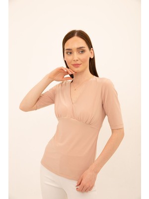 Laranor V Yaka Bluz 38 - Krem
